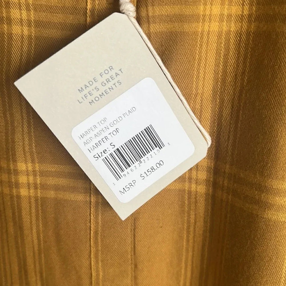 NEW Faherty HARPER TOP IN ASPEN GOLD PLAID - Picture 7 of 10